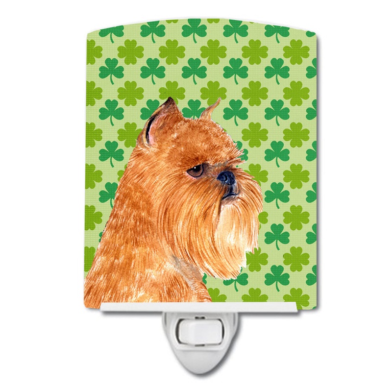 Brussels Griffon St. Patrick's Day Shamrock Portrait Ceramic Night Light SS4425CNL