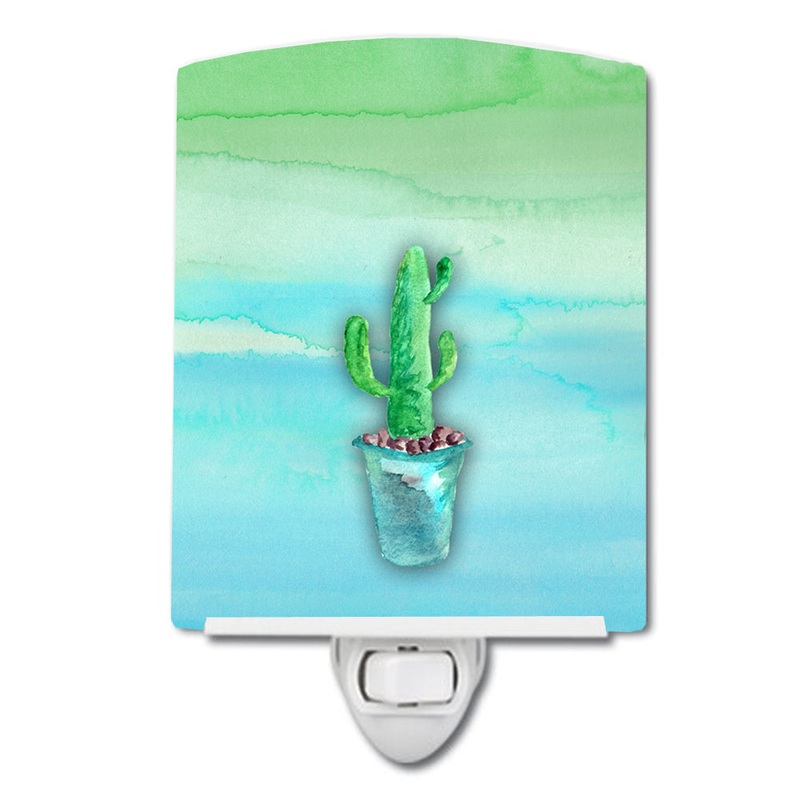 Cactus Teal and Green Watercolor Ceramic Night Light BB7362CNL