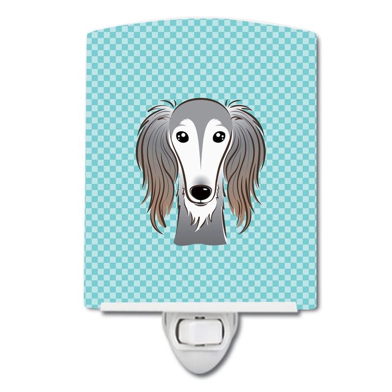 Checkerboard Blue Saluki Ceramic Night Light BB1167CNL