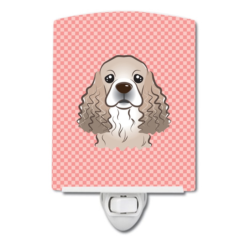 Checkerboard Pink Cocker Spaniel Ceramic Night Light BB1216CNL