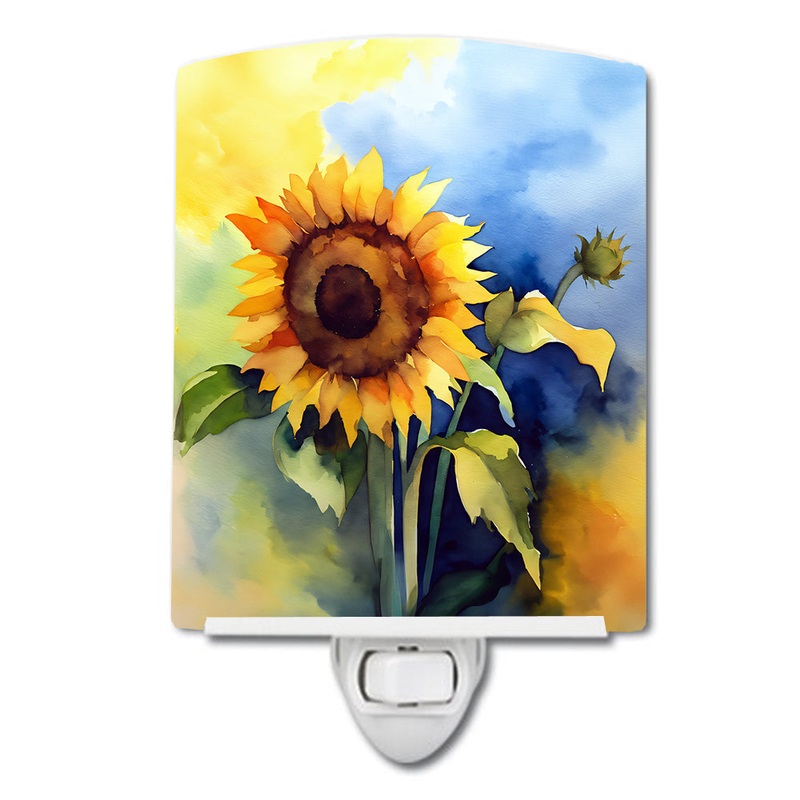 Sunflowers in Watercolor Ceramic Night Light