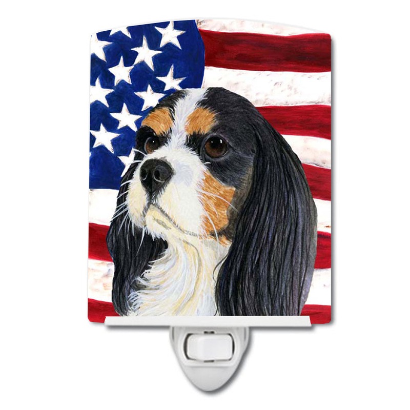 USA American Flag with Cavalier Spaniel Ceramic Night Light SS4248CNL