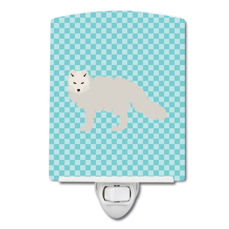 White Arctic Fox Blue Check Ceramic Night Light BB8051CNL