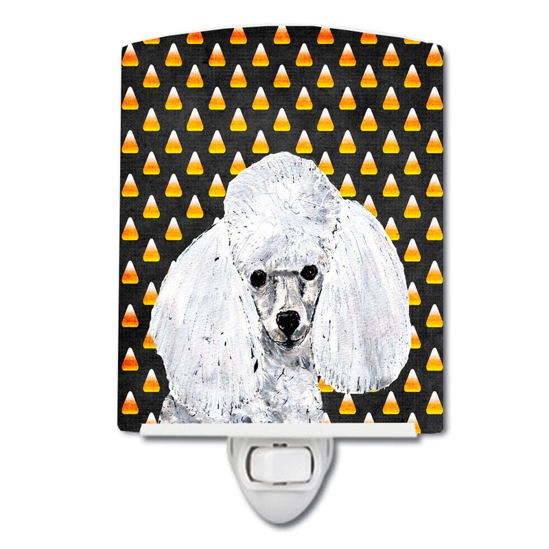 White Toy Poodle Candy Corn Halloween Ceramic Night Light SC9653CNL
