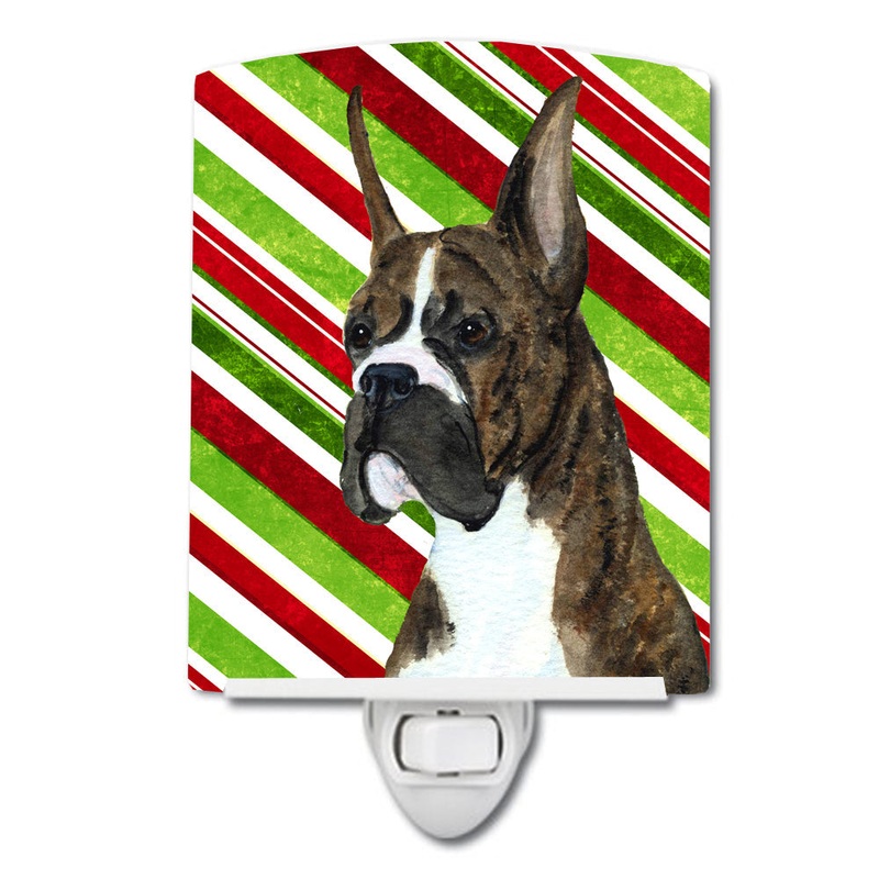Boxer Candy Cane Holiday Christmas Ceramic Night Light SS4577CNL