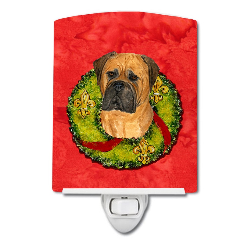 Bullmastiff Cristmas Wreath Ceramic Night Light SS4204CNL