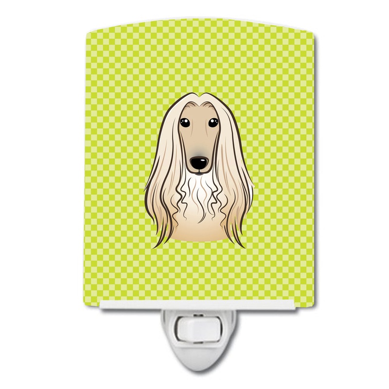 Checkerboard Lime Green Afghan Hound Ceramic Night Light BB1306CNL
