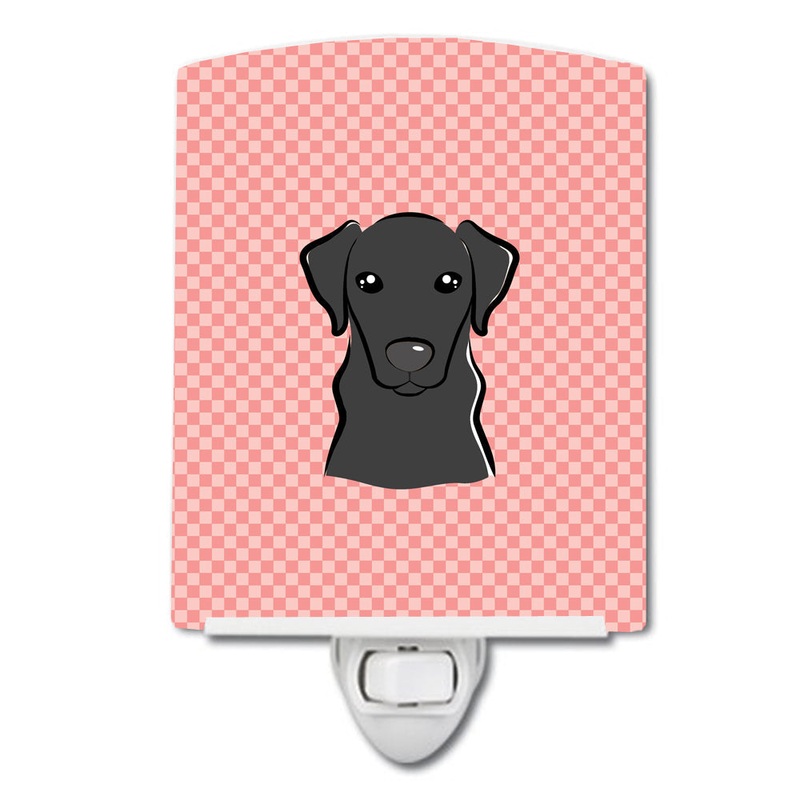 Checkerboard Pink Black Labrador Ceramic Night Light BB1235CNL