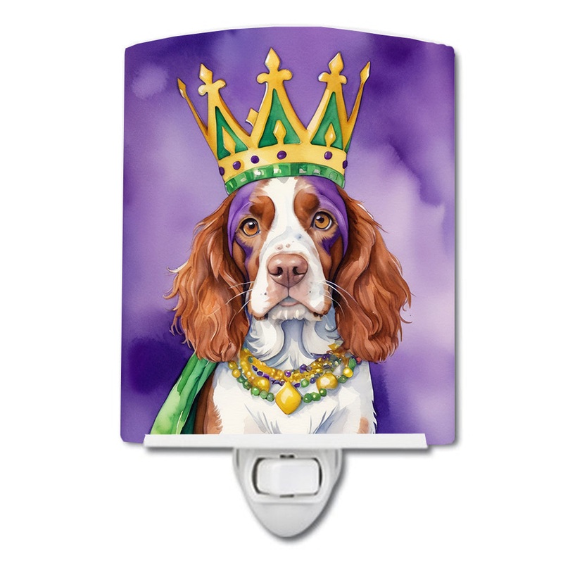 Welsh Springer Spaniel King of Mardi Gras Ceramic Night Light