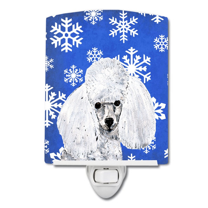 White Toy Poodle Winter Snowflakes Ceramic Night Light SC9773CNL