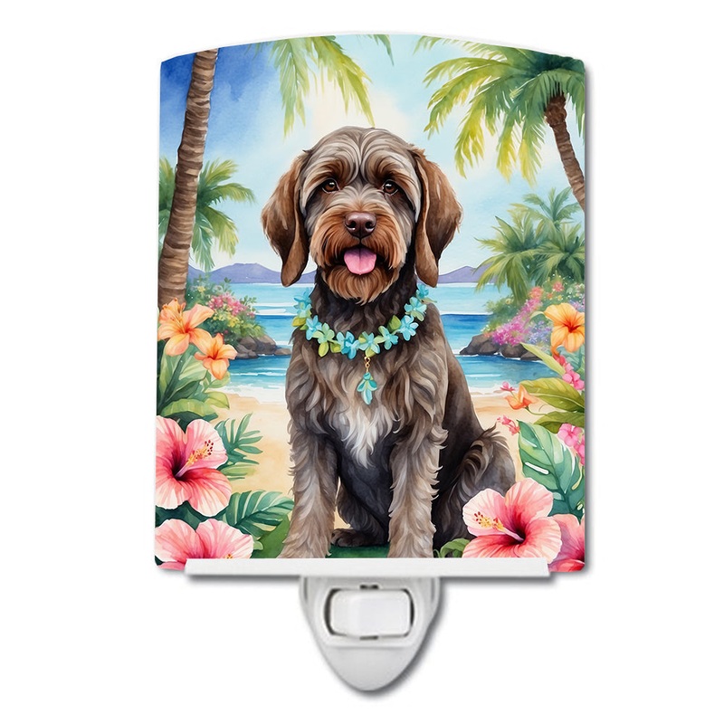 Wirehaired Pointing Griffon Luau Ceramic Night Light