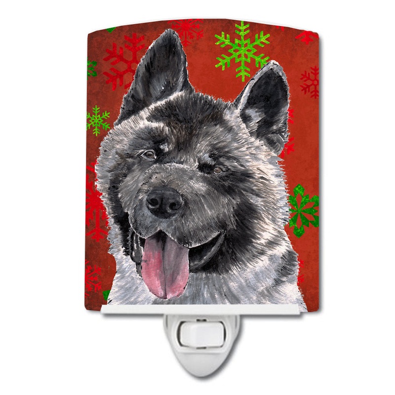 Akita Red Snowflakes Holiday Christmas Ceramic Night Light SC9482CNL