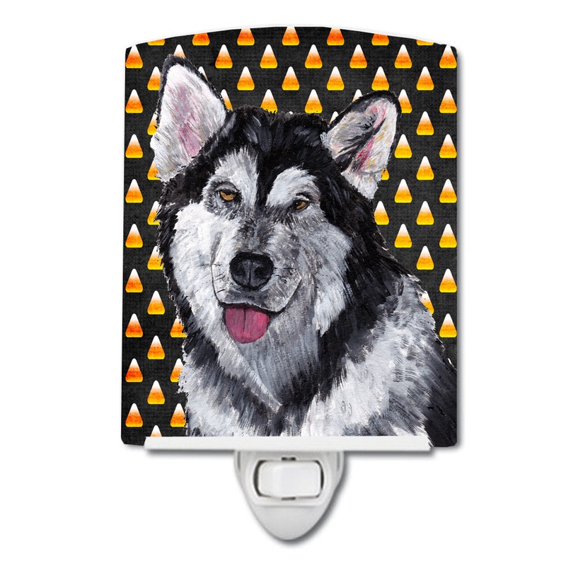 Alaskan Malamute Candy Corn Halloween_x000b_ Ceramic Night Light SC9496CNL