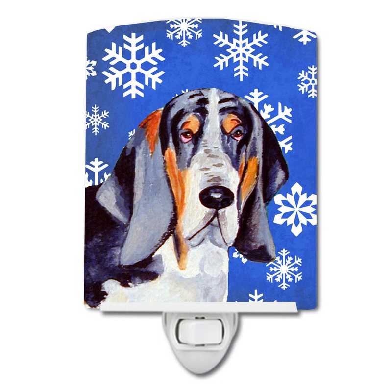 Basset Hound Winter Snowflakes Holiday Ceramic Night Light LH9282CNL