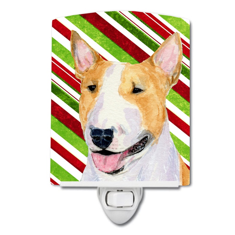 Bull Terrier Candy Cane Holiday Christmas Ceramic Night Light SS4565CNL
