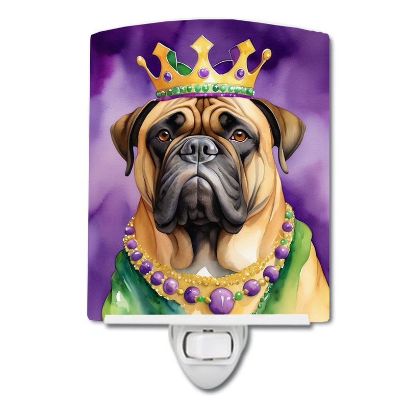 Bullmastiff King of Mardi Gras Ceramic Night Light