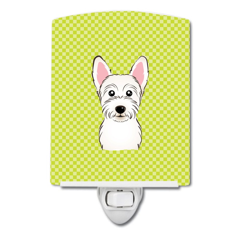 Checkerboard Lime Green Westie Ceramic Night Light BB1288CNL