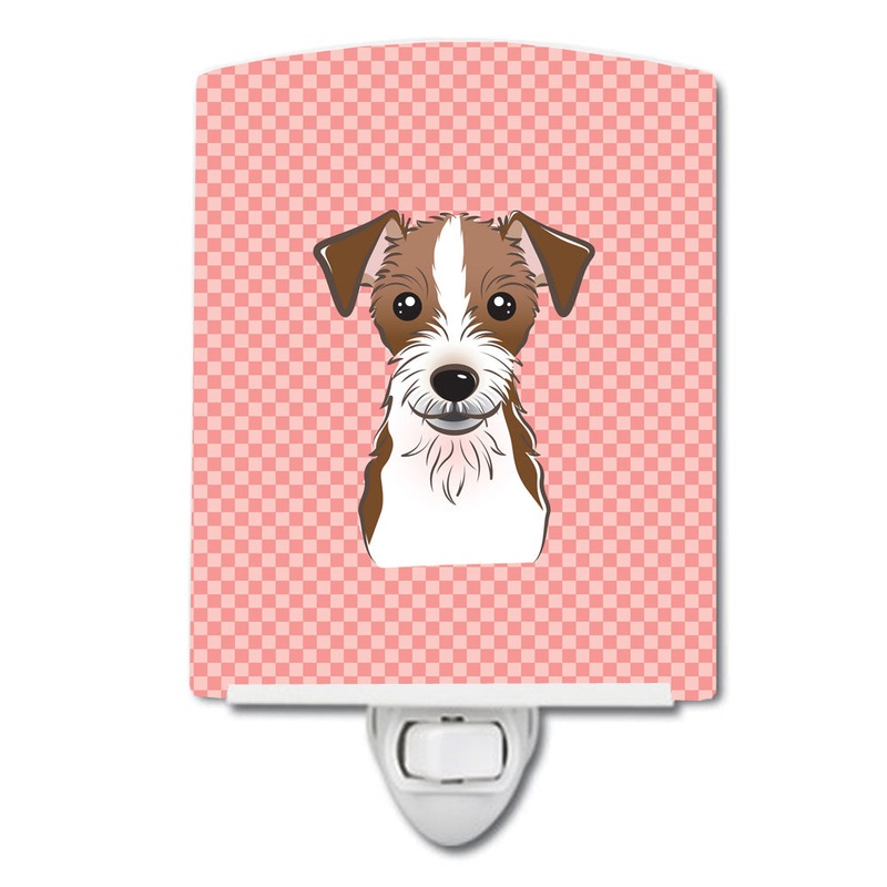 Checkerboard Pink Jack Russell Terrier Ceramic Night Light BB1202CNL