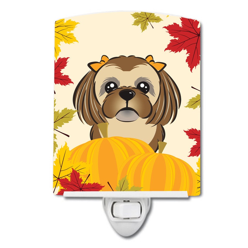 Chocolate Brown Shih Tzu Thanksgiving Ceramic Night Light BB2055CNL