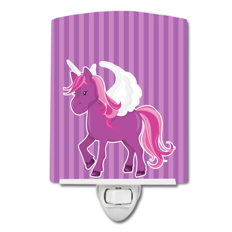 Unicorn Purple Stripes Ceramic Night Light BB9089CNL