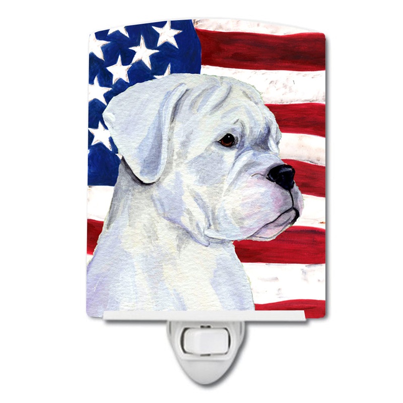 USA American Flag with Boxer Ceramic Night Light SS4036CNL