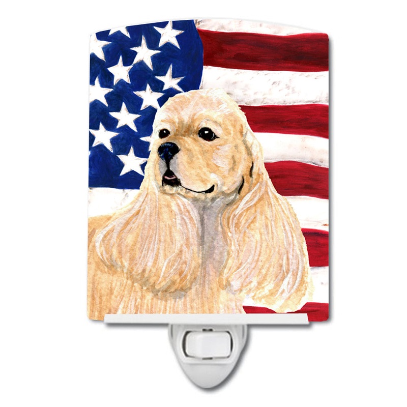 USA American Flag with Cocker Spaniel Ceramic Night Light SS4006CNL