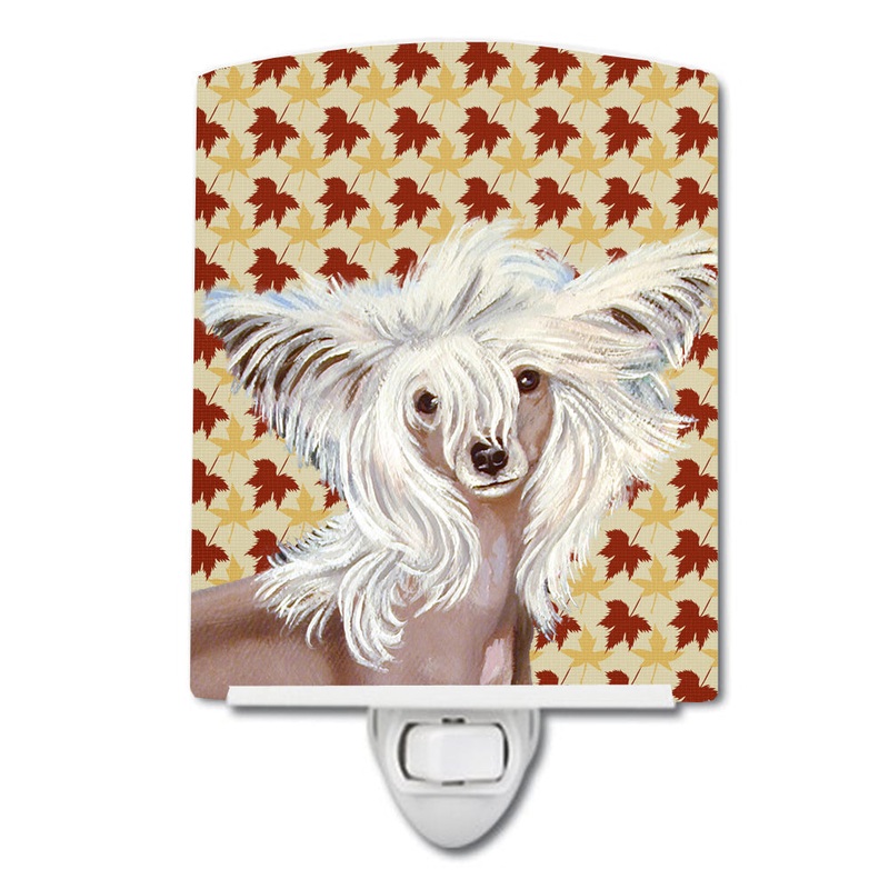 Chinese Crested Fall Leaves Portrait Ceramic Night Light LH9122CNL