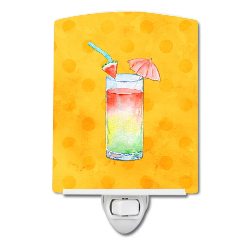 Umberella Cocktail Yellow Polkadot Ceramic Night Light BB8212CNL