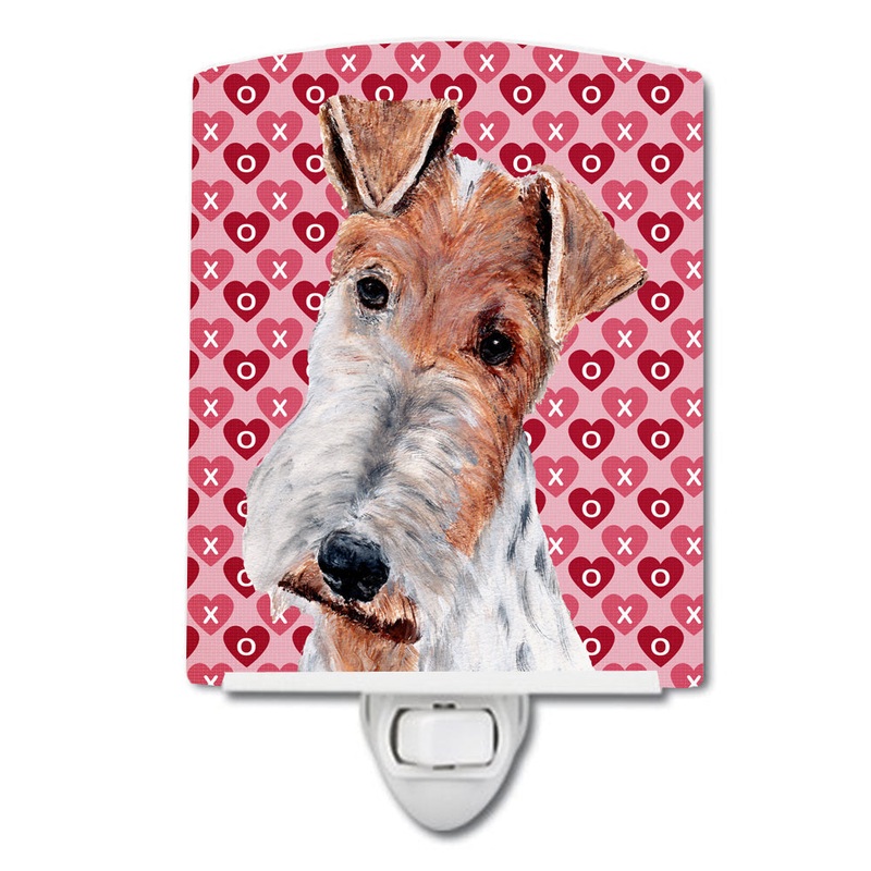 Wire Fox Terrier Hearts and Love Ceramic Night Light SC9700CNL