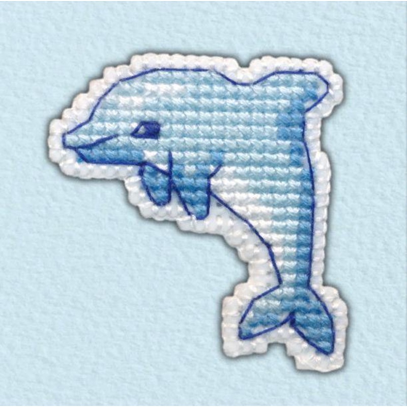 Badge-dolphin 1096 Plastic Canvas Counted Cross Stitch Kit