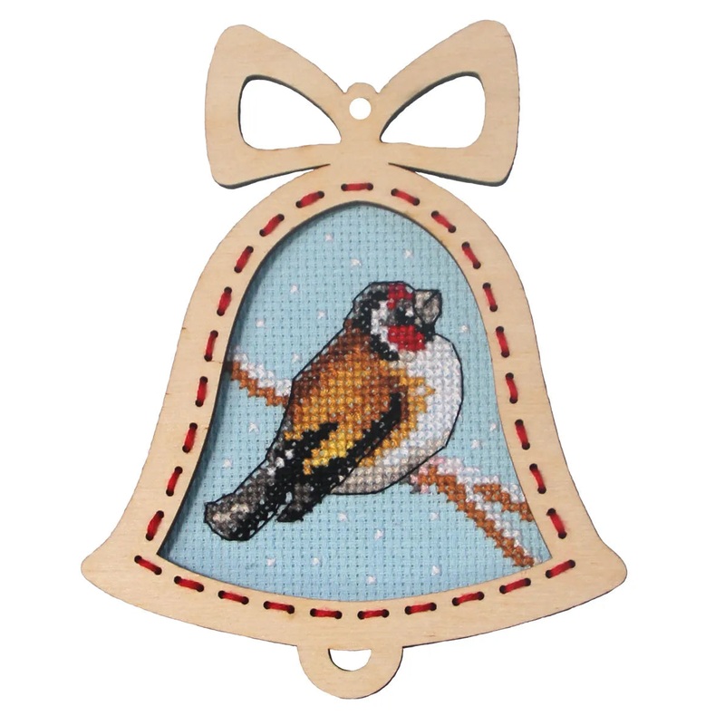 Complete counted cross stitch kit with plywood frame Bell - Goldfinch 6648