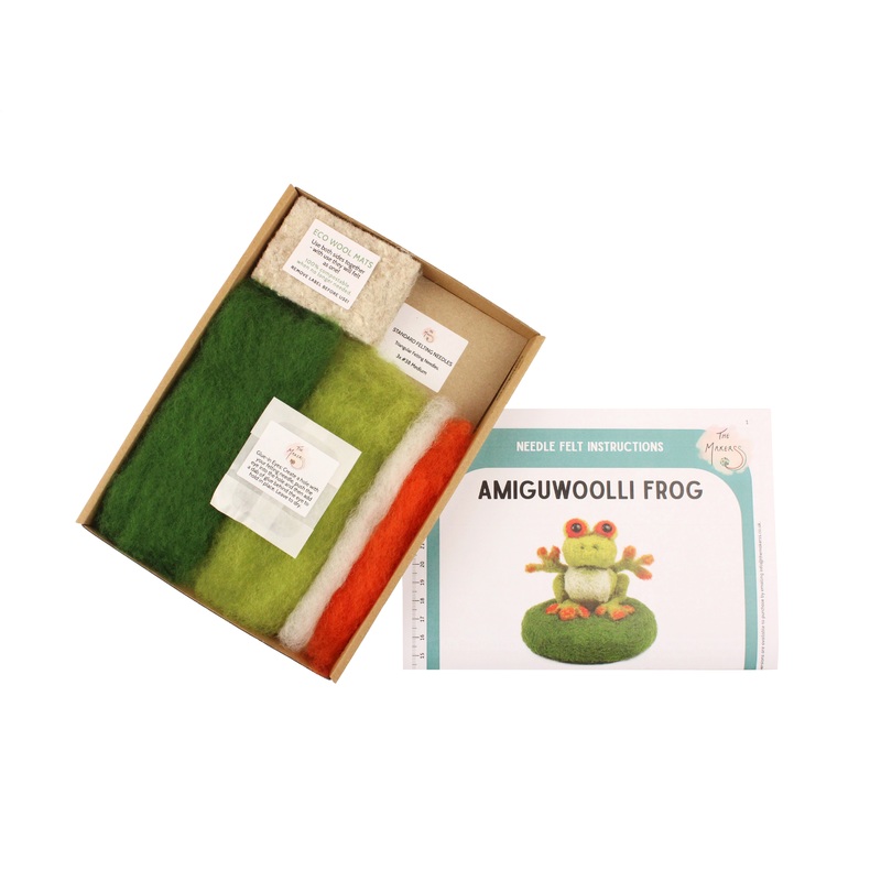 Felting Kit - Tiny Frog Needle Felt Kit. Amiguwoolli