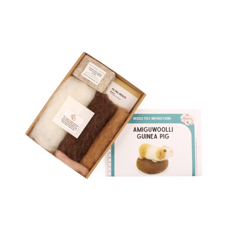 Felting Kit - Tiny Guinea Pig Needle Felt Kit. Amiguwoolli