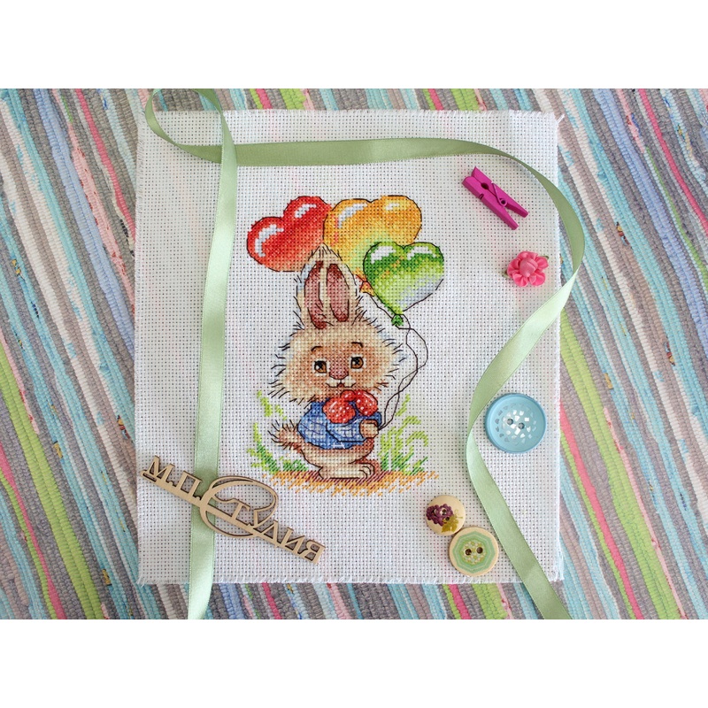 Bunny with Balloons SM-556 Counted Cross Stitch Kit