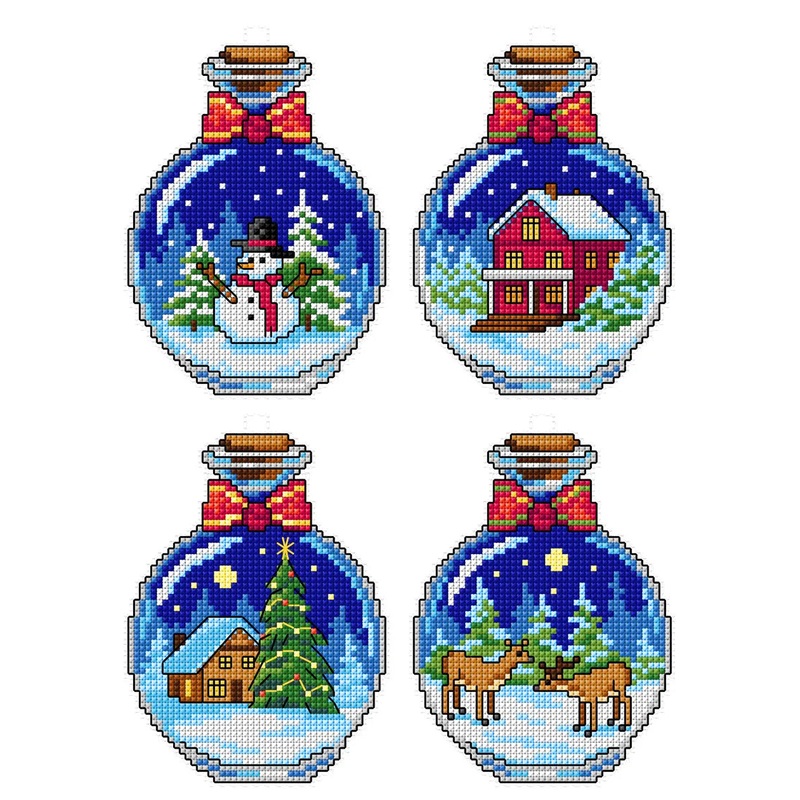 Christmans Bottles 179CS Counted cross stitch kit with plastic canvas
