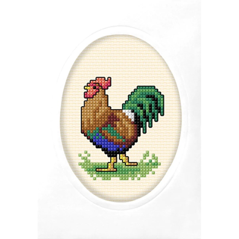 Complete counted cross stitch kit - greetings card "Rooster" 6313