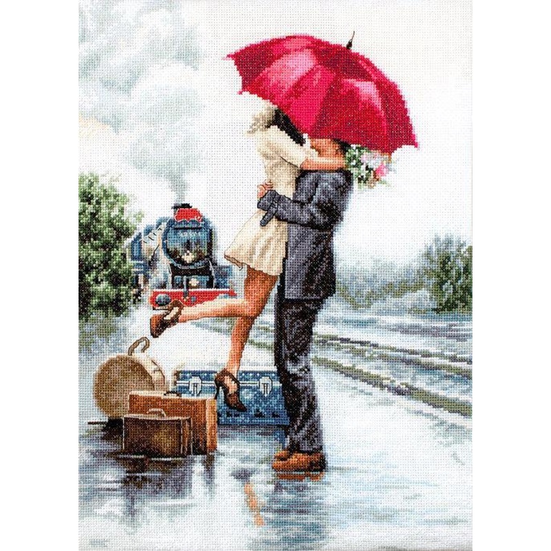 Couple on train station B2369L Counted Cross-Stitch Kit