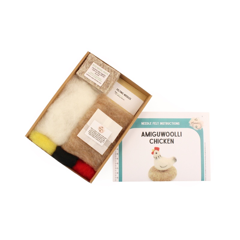 Felting Kit - Tiny Chicken Needle Felt Kit. Amiguwoolli