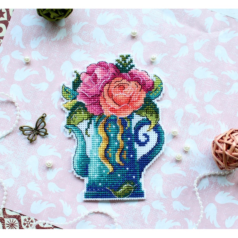 Flowers Of Love SR-575 Plastic Canvas Counted Cross Stitch Kit