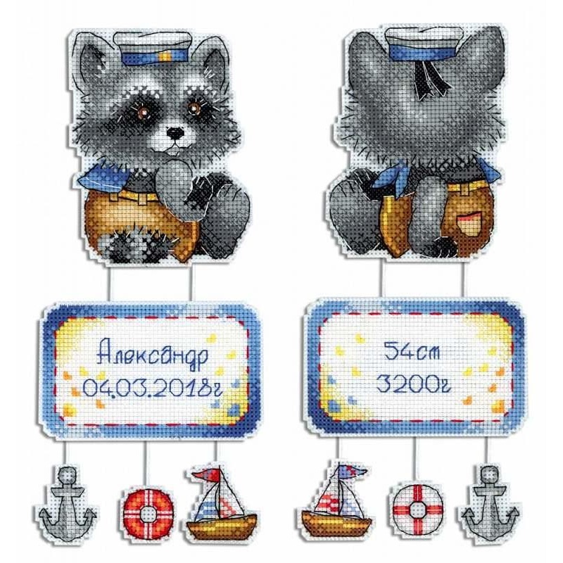 Racoon SR-570  Plastic Canvas Counted Cross Stitch Kit
