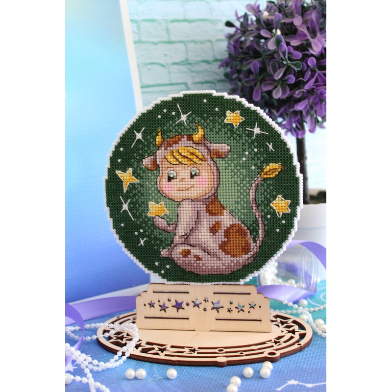 Zodiac Signs. Taurus SR-699 Plastic Canvas Counted Cross Stitch Kit