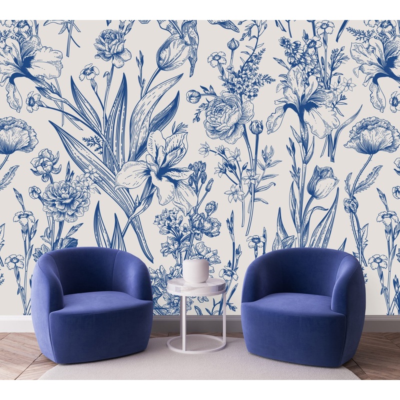 Blue Floral Wallpaper