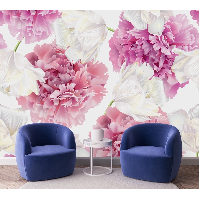 Contemporary Gentle Pink Flowers Wallpaper Vogue