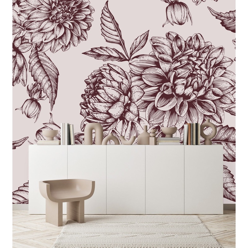 Contemporary Modern Large Flowers Wallpaper