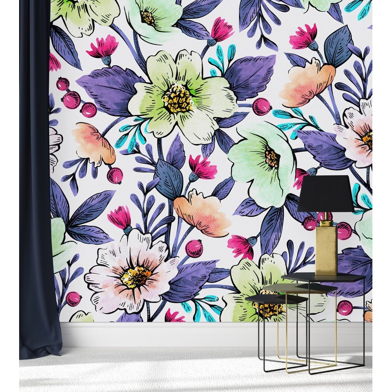 Contemporary Purple Leaves Wallpaper Smart