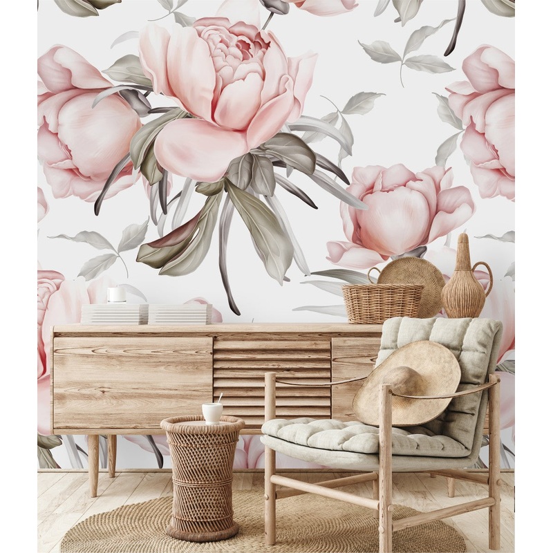 Gently Pink Peonies Wallpaper