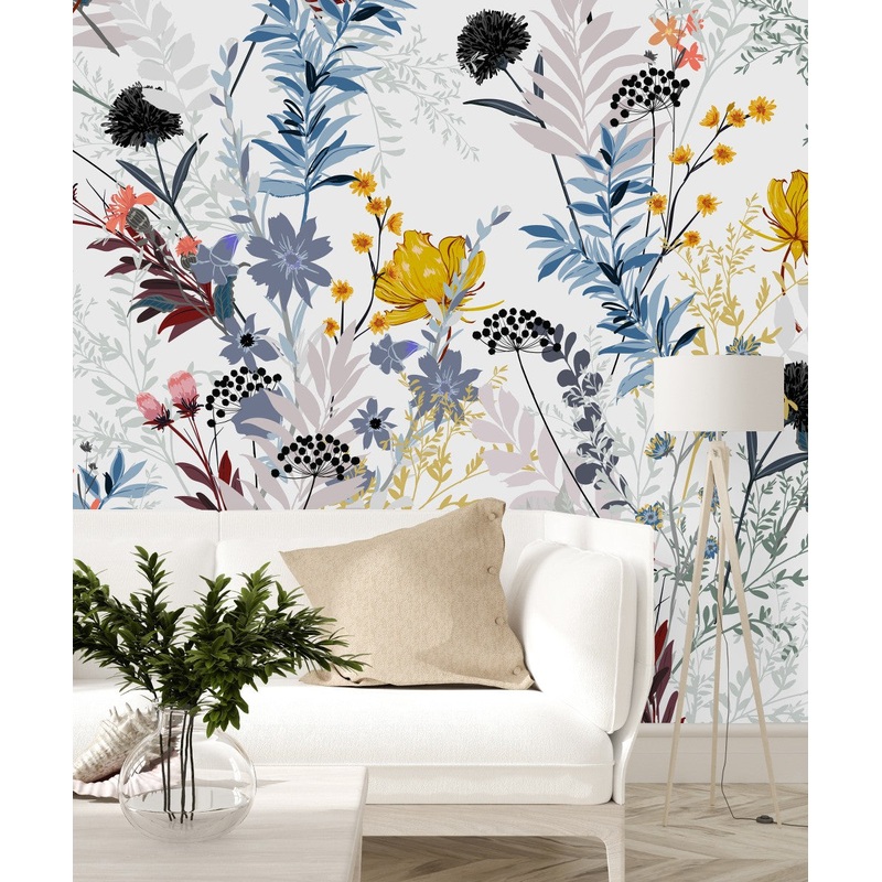 Light Wallpaper with Wildflowers