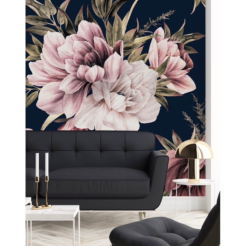 Modish Modern Dark Floral Wallpaper