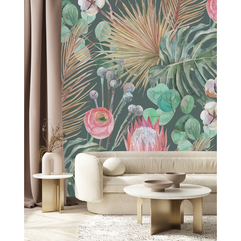 Protea and Cotton Wallpaper