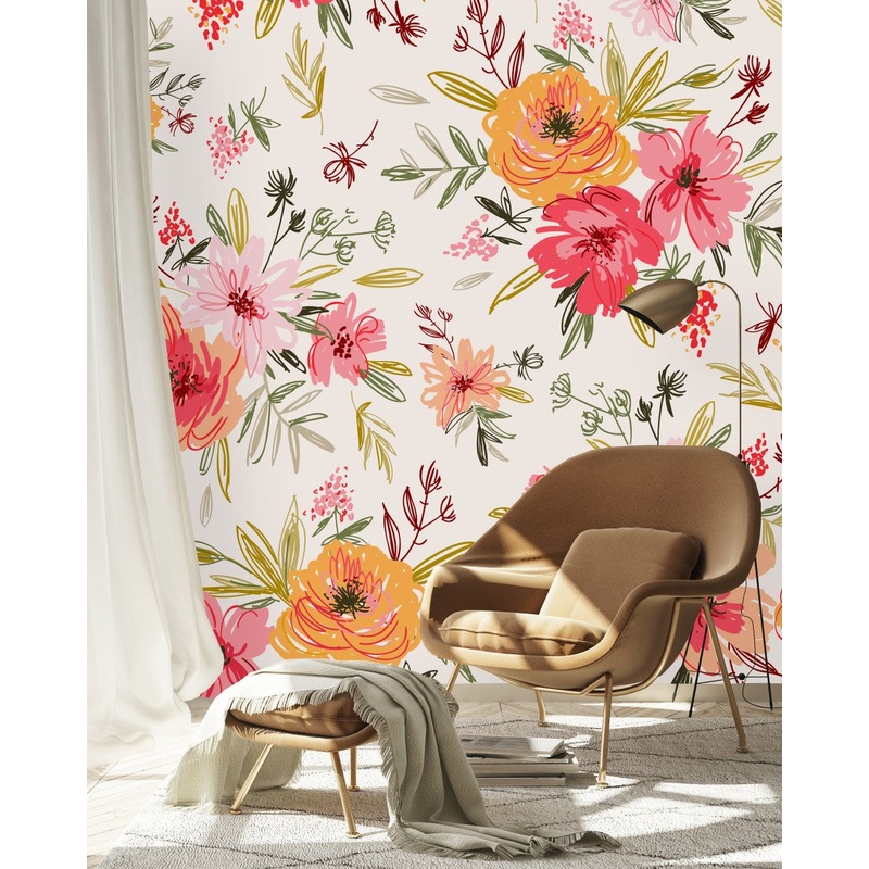 Stylish Brightly Flowers Wallpaper Tasteful Select
